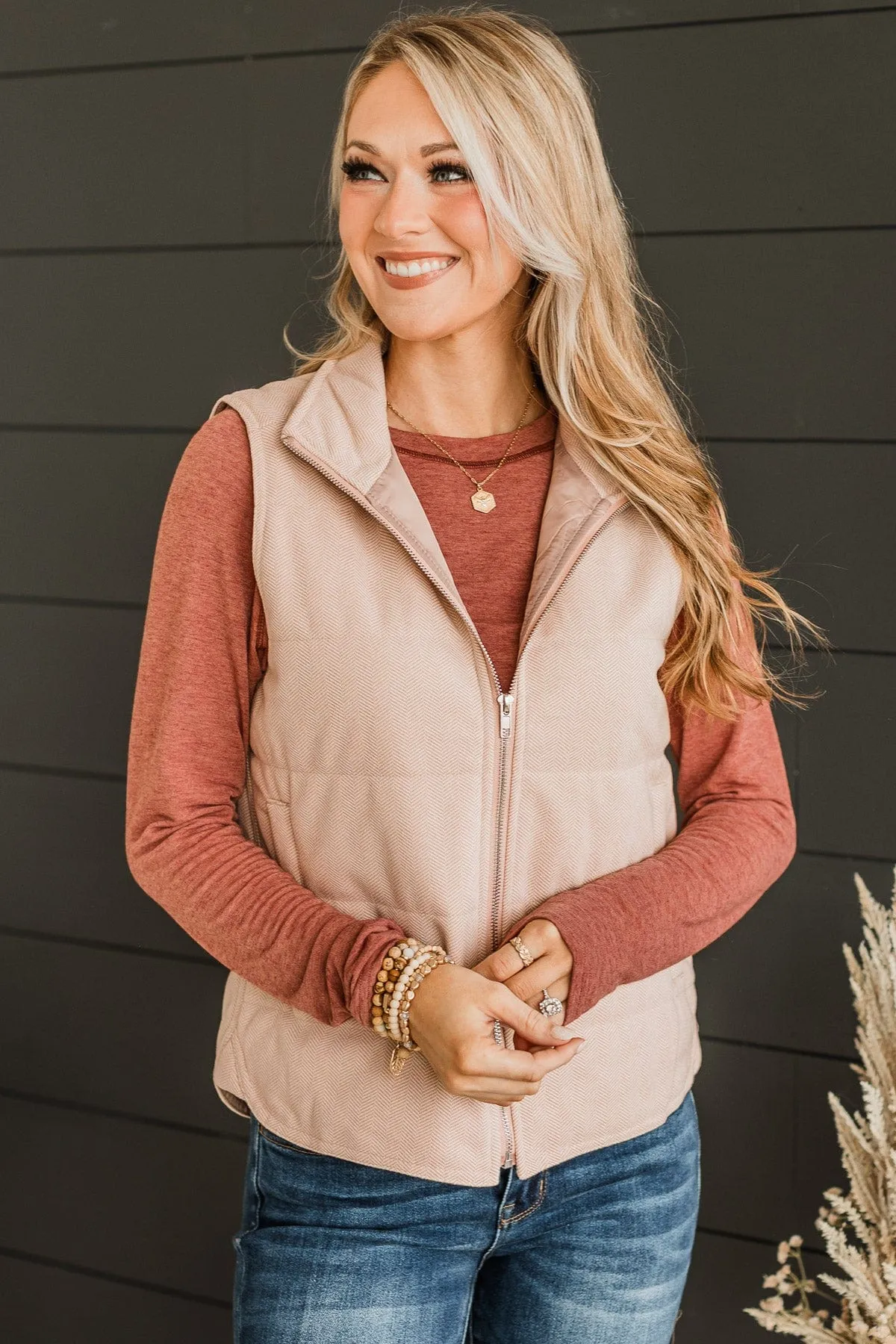 Just Perfect Puffer Vest- Dusty Blush