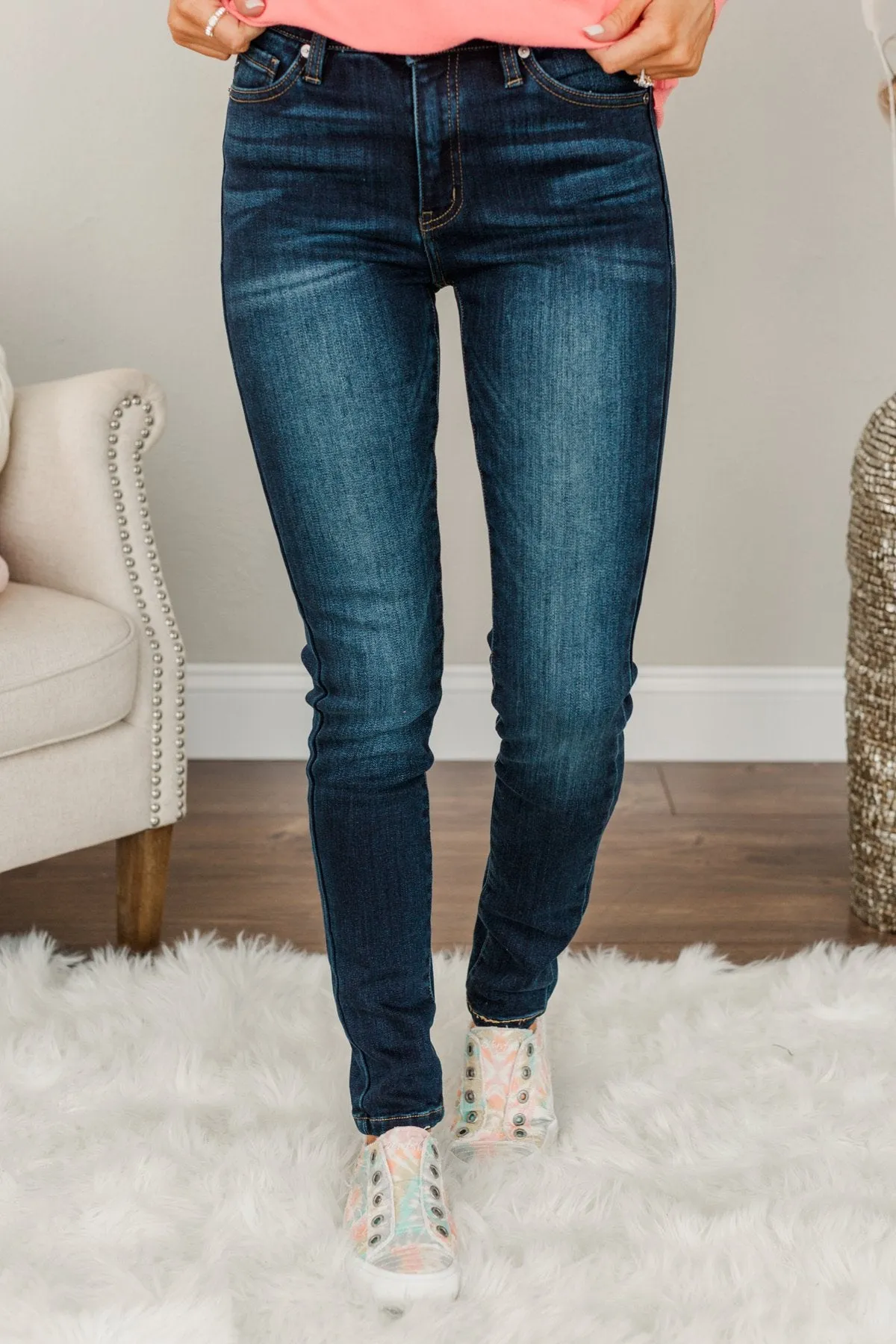 KanCan Fleece Lined Skinny Jeans- Andie Wash