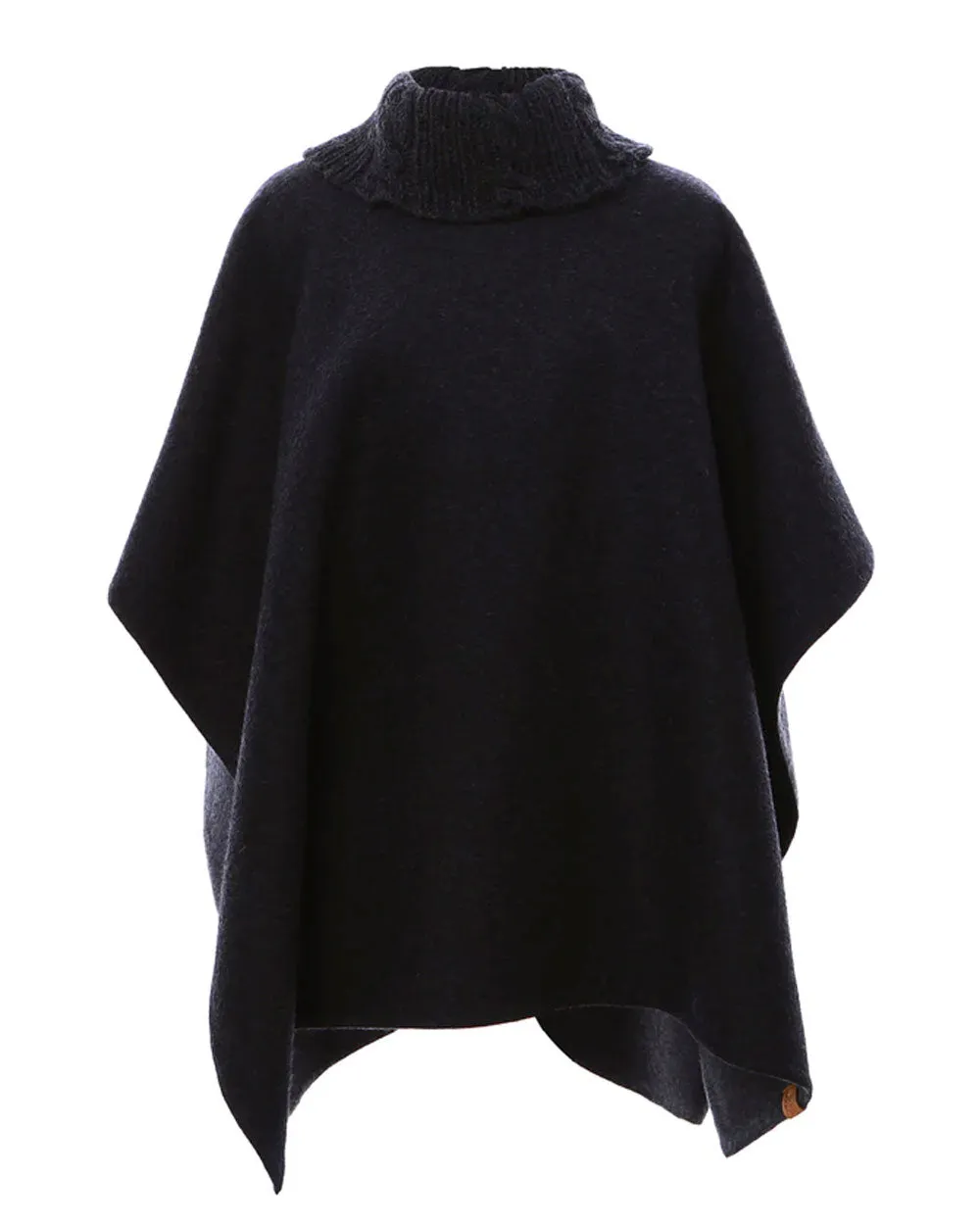 Knit Collar Alpaca Poncho in Charcoal Heather