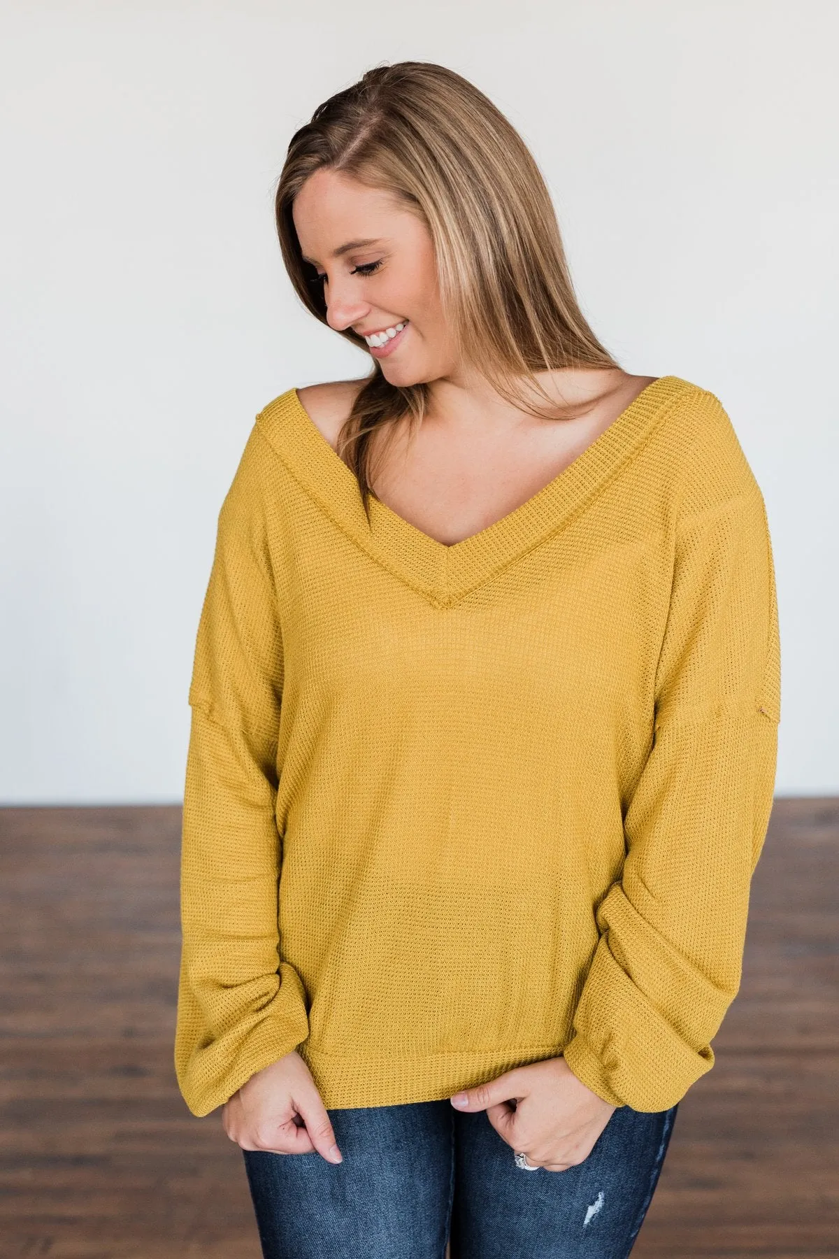 Know You Better Thermal Long Sleeve Top- Mustard