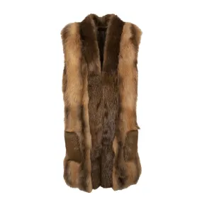 LONG FUR VEST Woman Camel