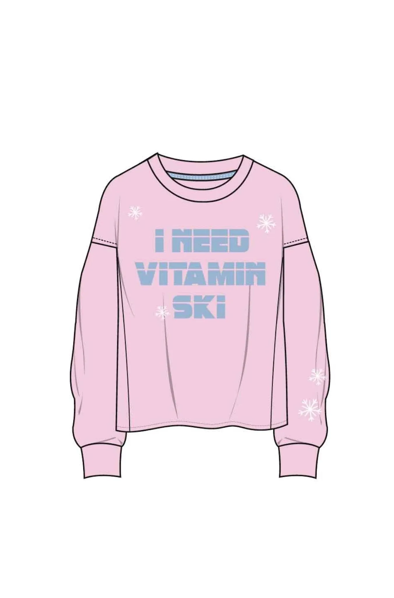 Long Sleeve Vintage Ski Top in Pastel Pink