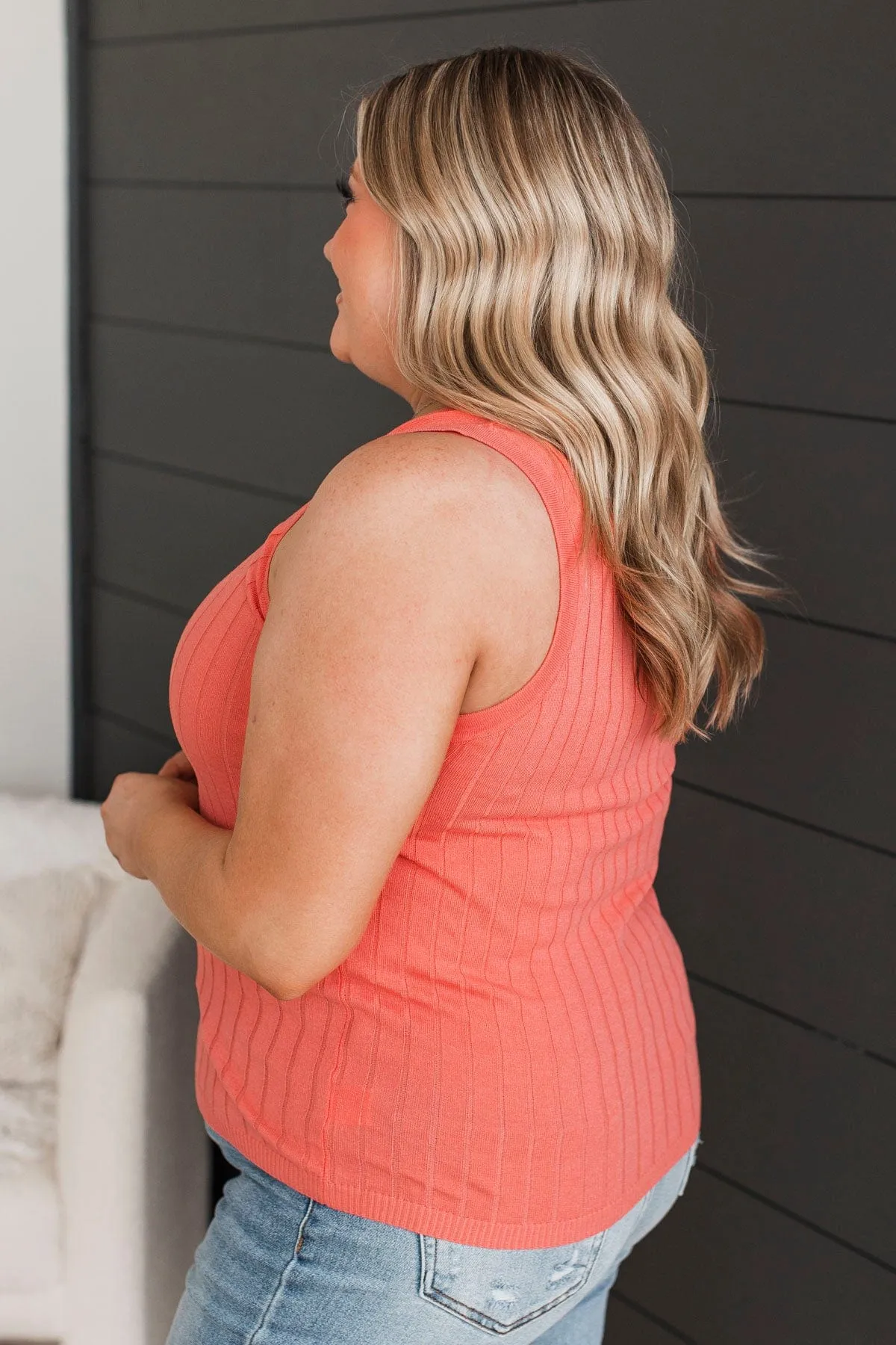 Love Of Mine Knit Tank Top- Coral