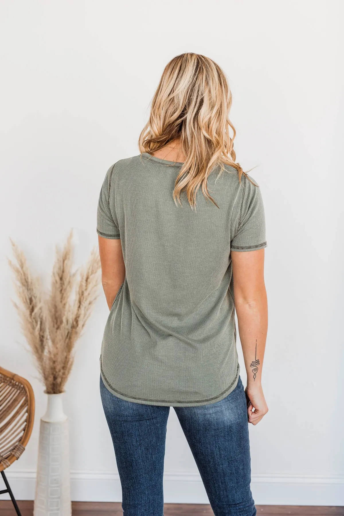 Making A Statement Ribbed Knit Top- Olive