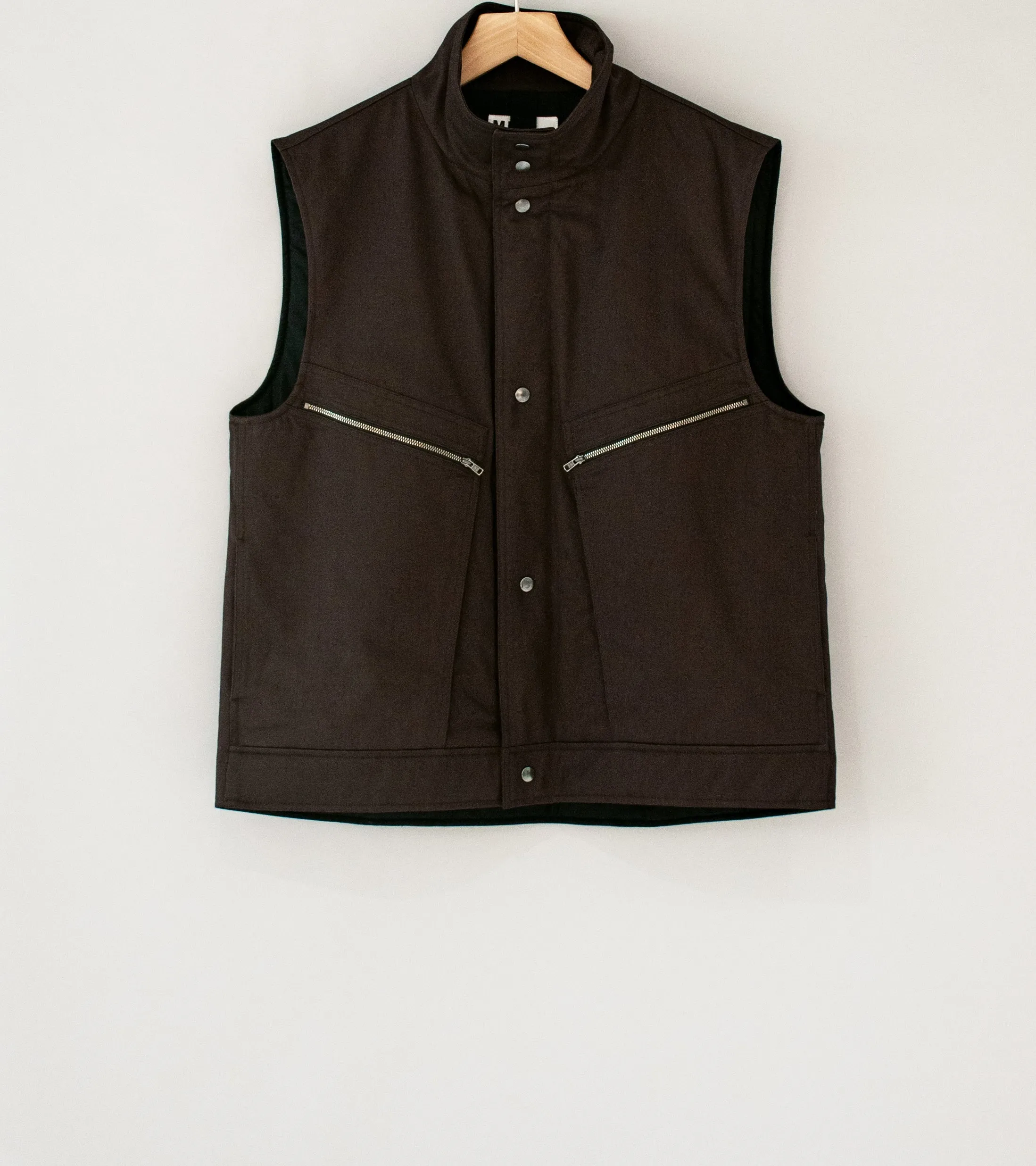 Margaret Howell 'MHL Zip Pocket Gilet' (Ebony Soft Cotton Drill)