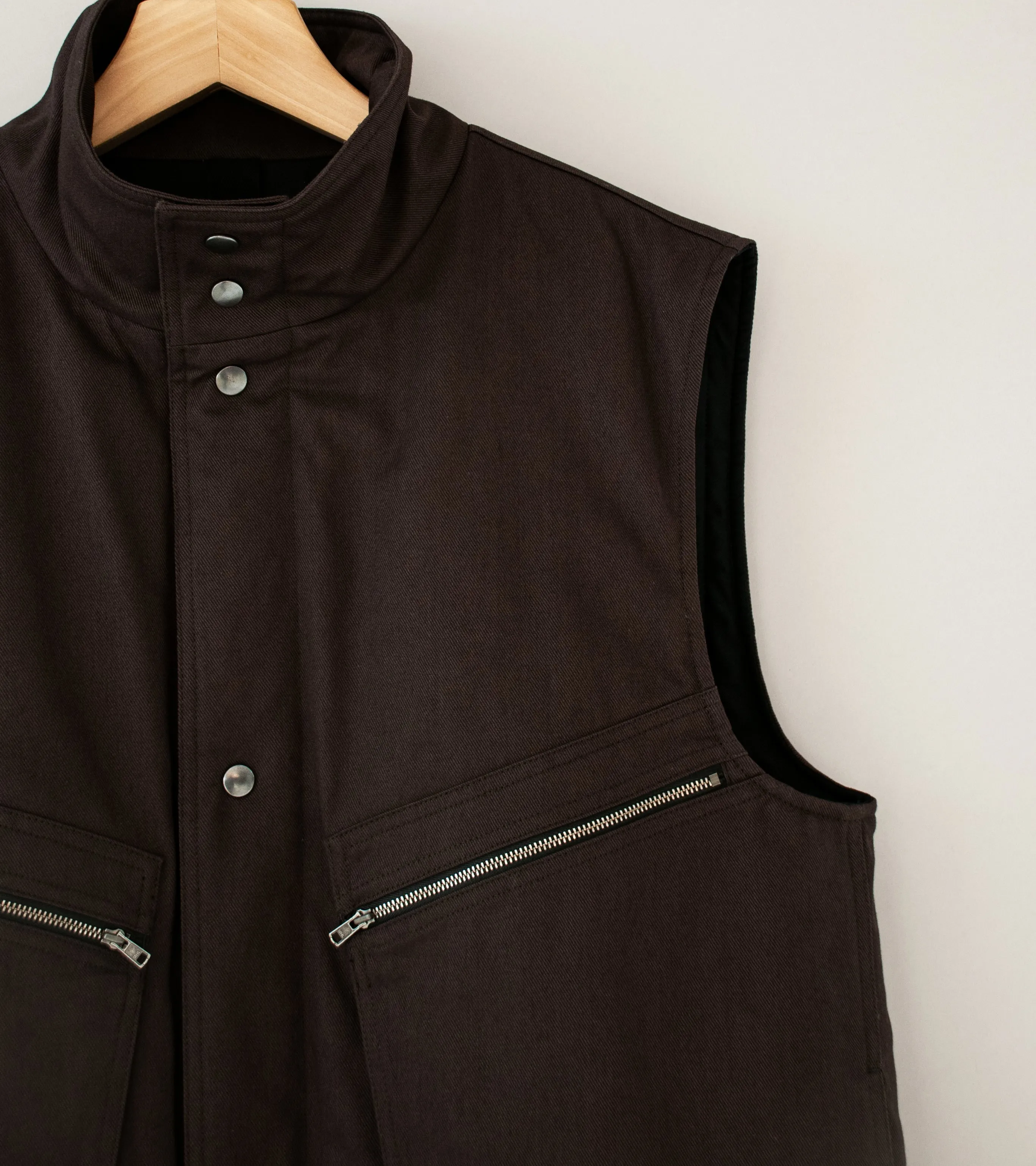 Margaret Howell 'MHL Zip Pocket Gilet' (Ebony Soft Cotton Drill)