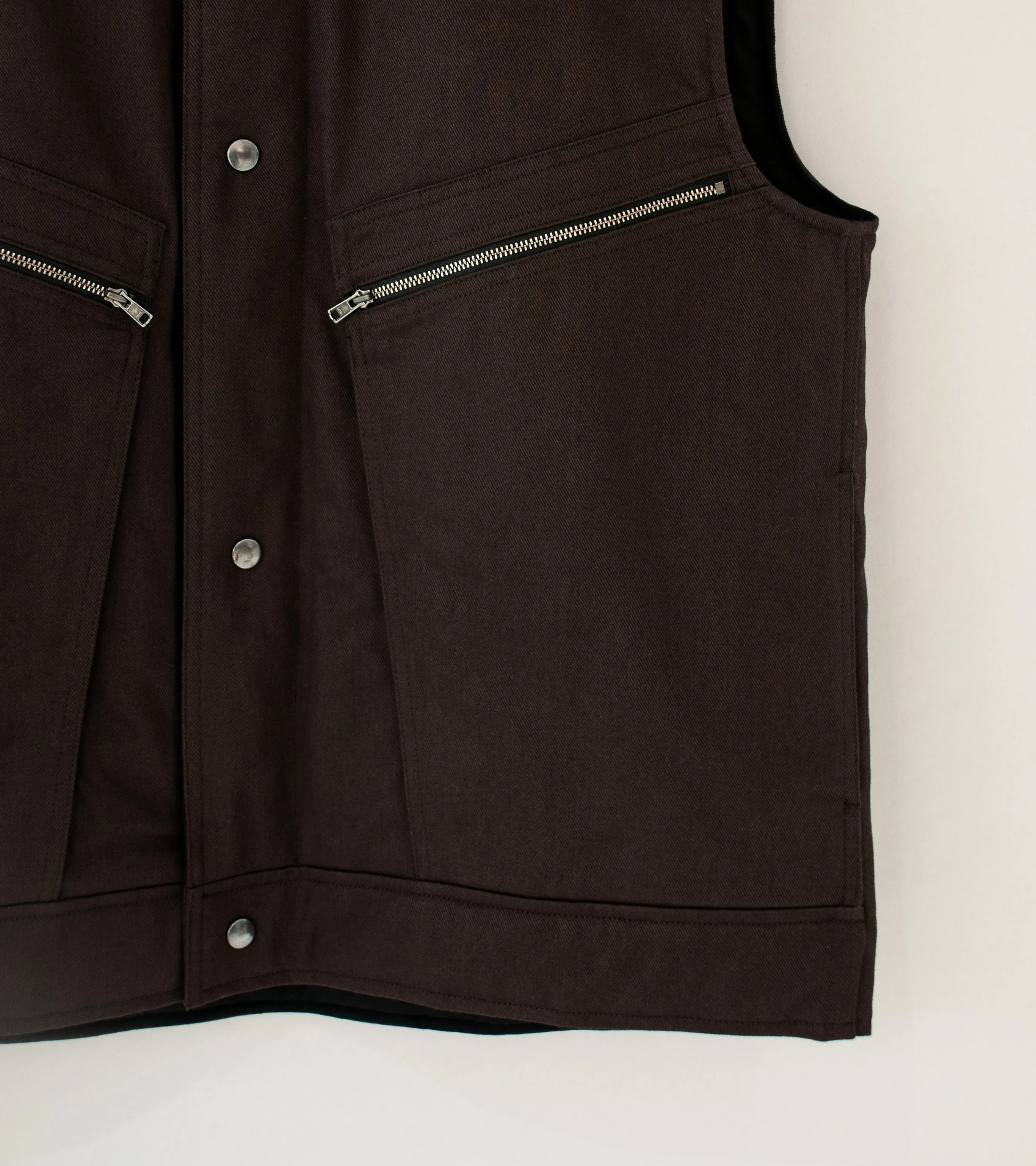 Margaret Howell 'MHL Zip Pocket Gilet' (Ebony Soft Cotton Drill)