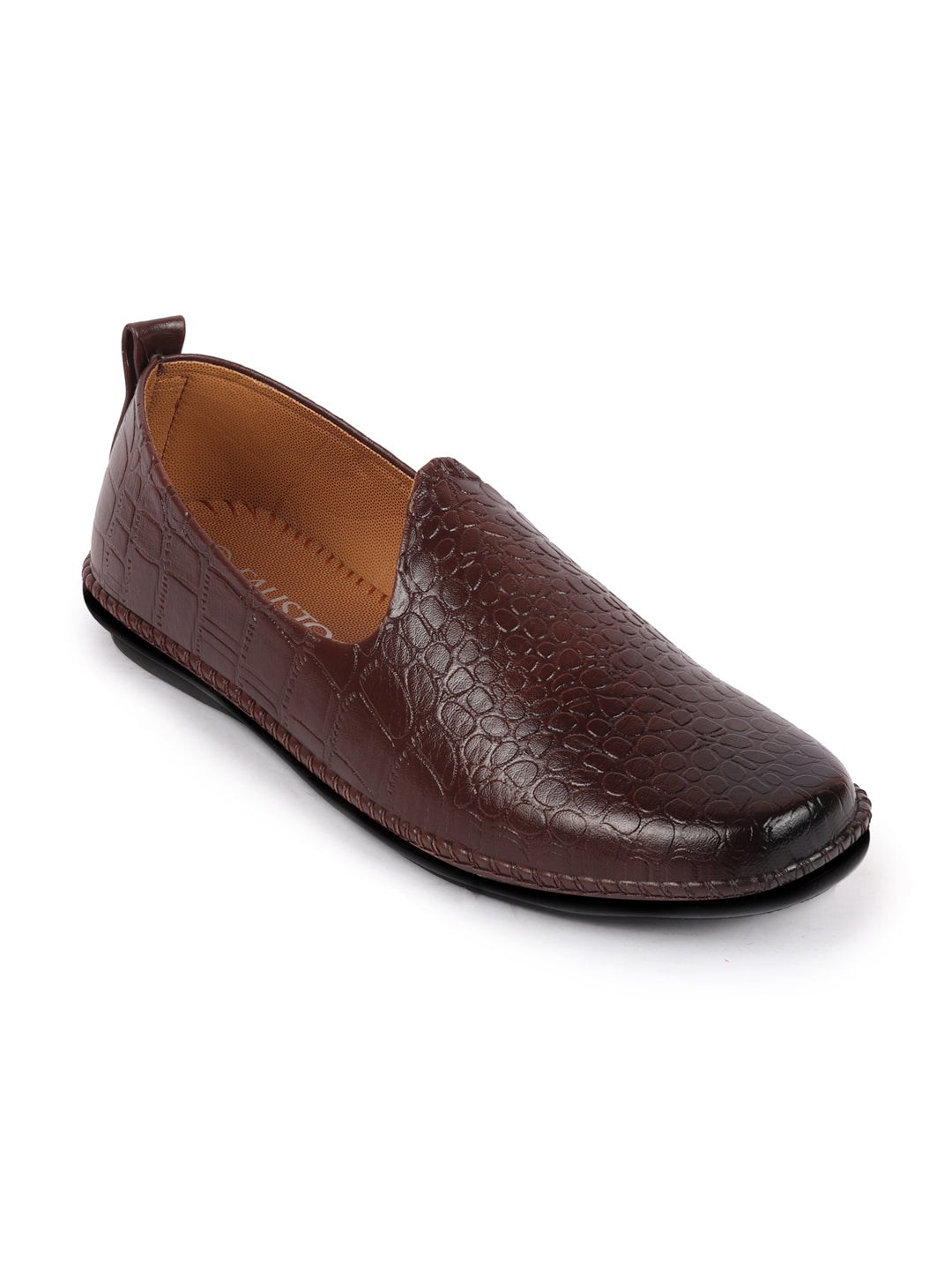 Men Brown Ethnic Slip On Trending Stitched Jutis