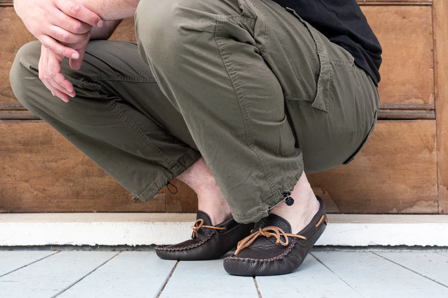 Men's Fleece Lined Buffalo Leather Moccasins