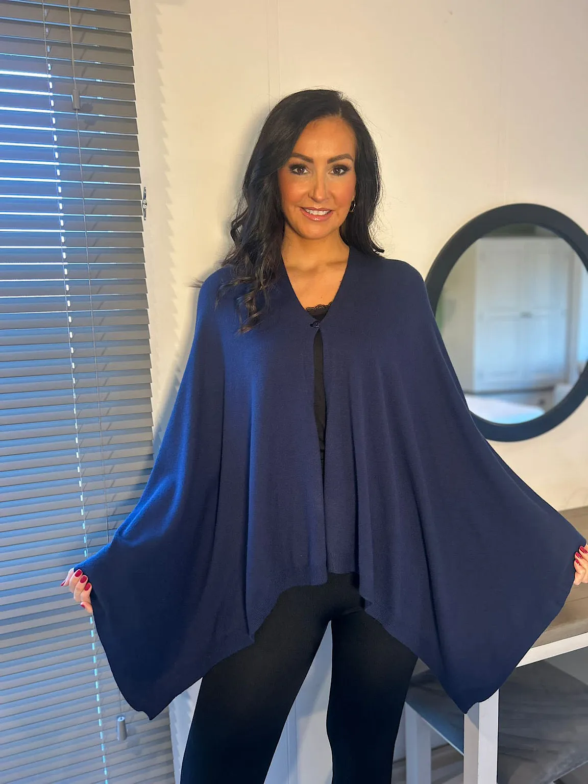 Navy Button Detail Cape Millie