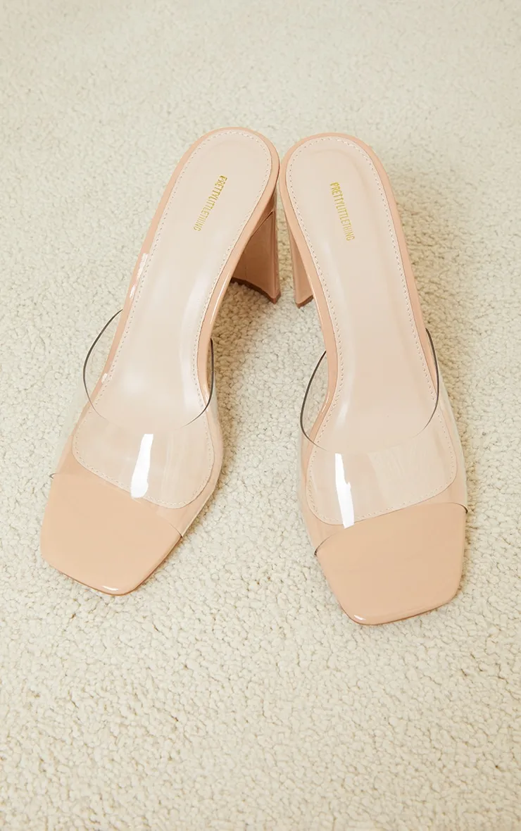 Nude Clear Low Flat Heeled Mules | Shoes