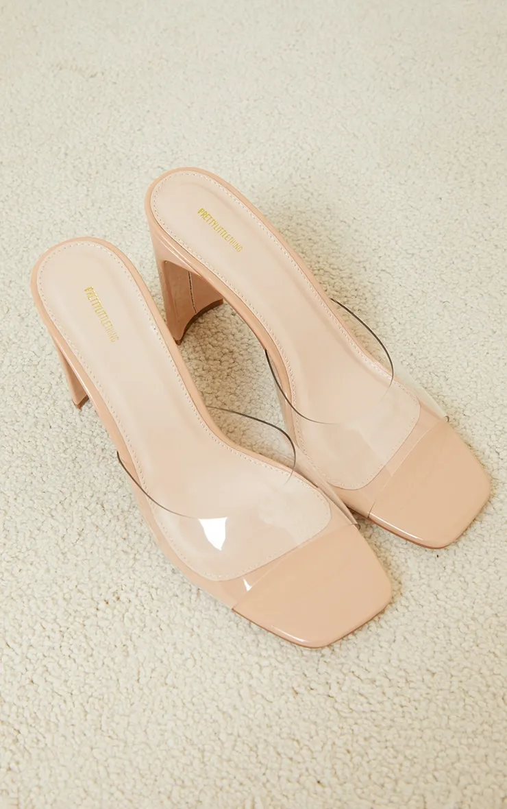 Nude Clear Low Flat Heeled Mules | Shoes