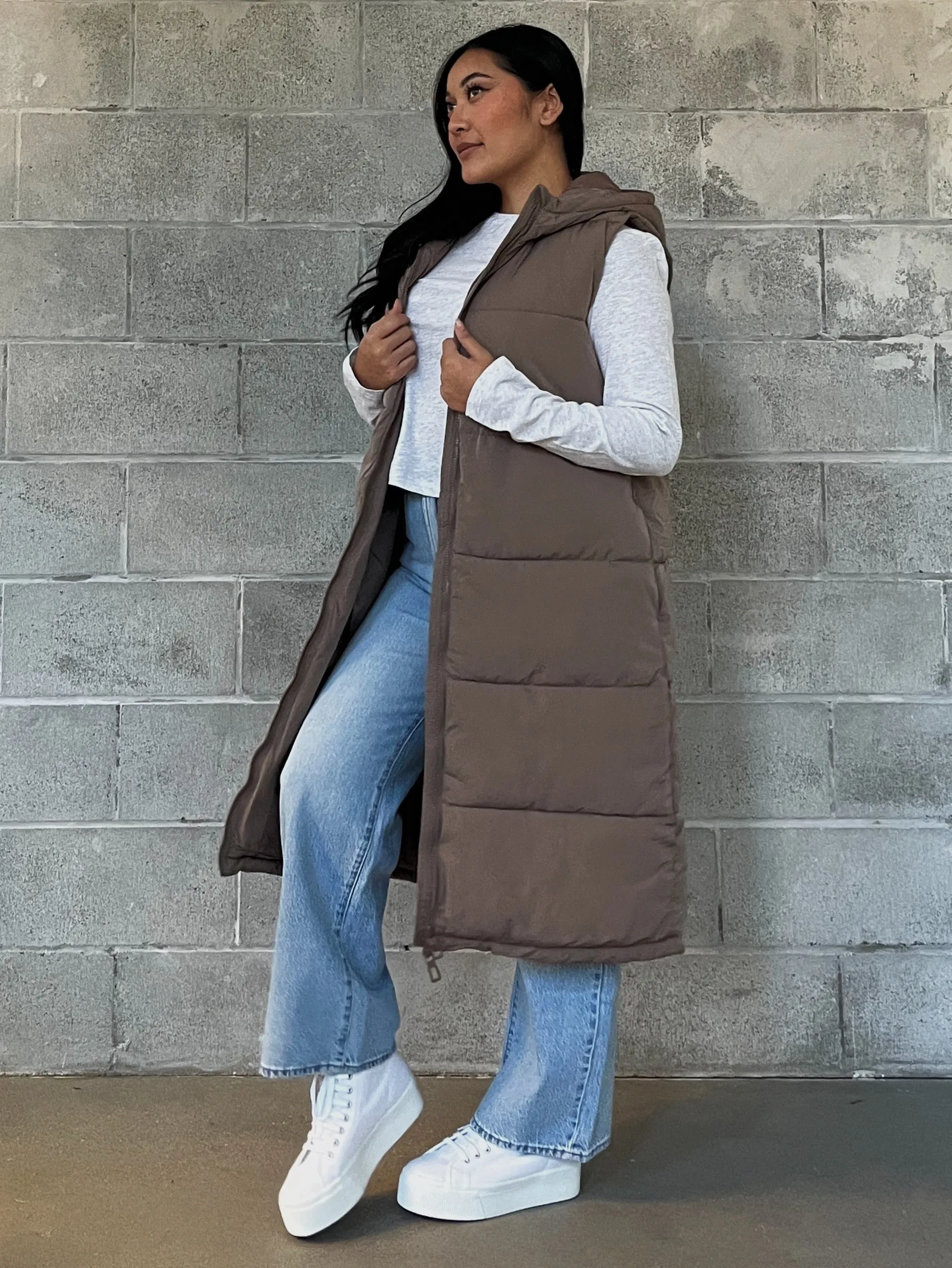 ONLY Alina Long Hooded Puffer Vest