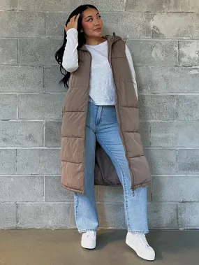 ONLY Alina Long Hooded Puffer Vest