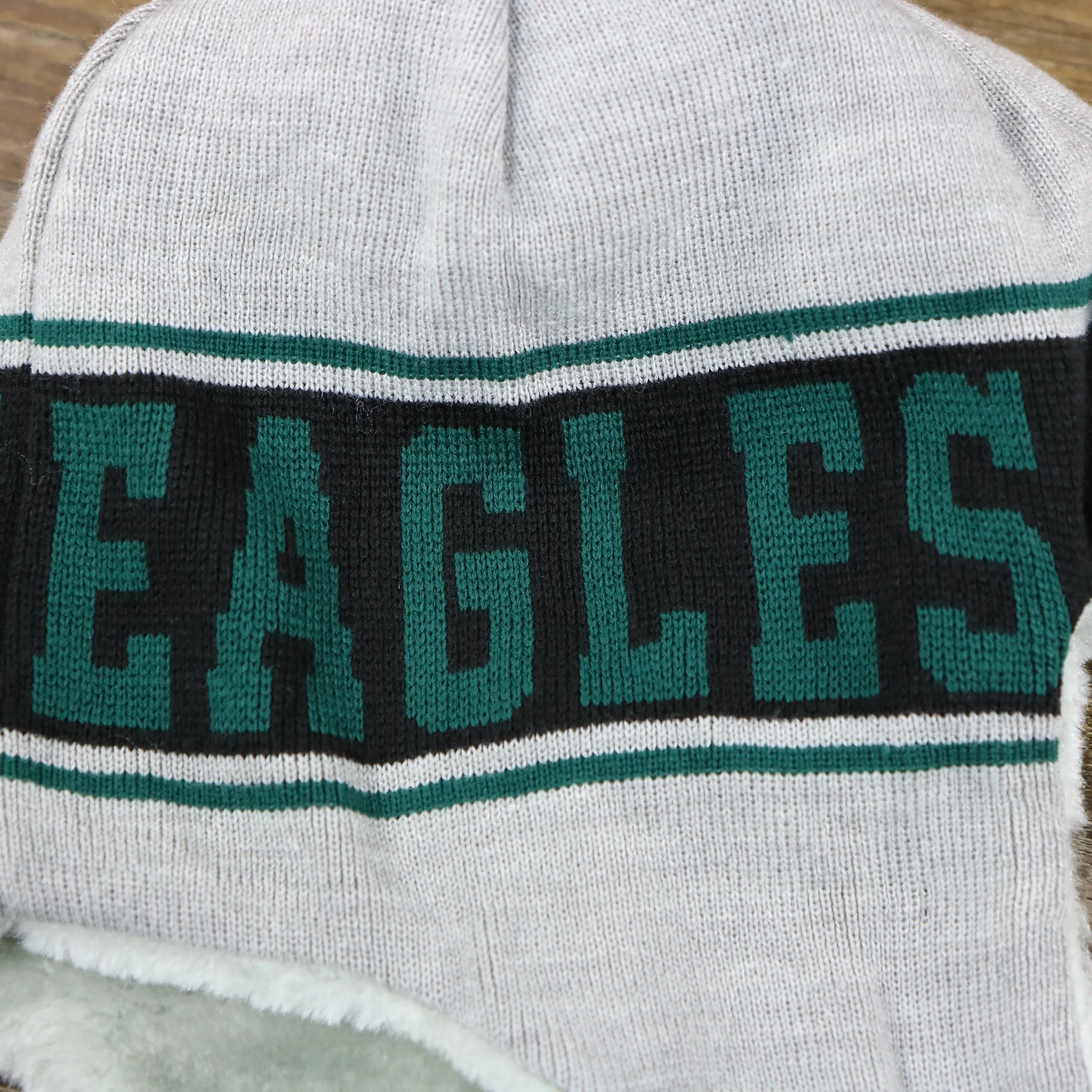 Philadelphia Eagles Logo Wrapped Around Wordmark Trapper Hat | Gray Ushanka Hat