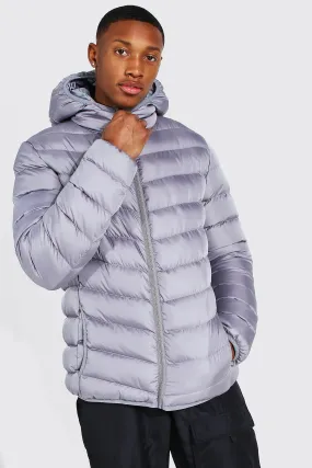 Quilted Zip Through Jacket With Hood | boohooMAN UK