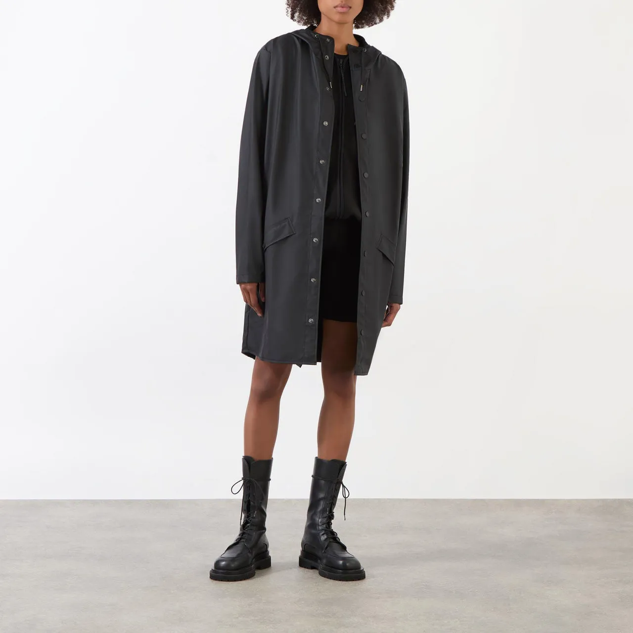 RAINS Long Jacket Unisex - Black