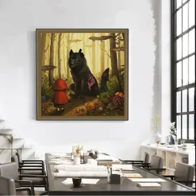 Red Riding Hood meets the Big Bad Wolf (Art Print)