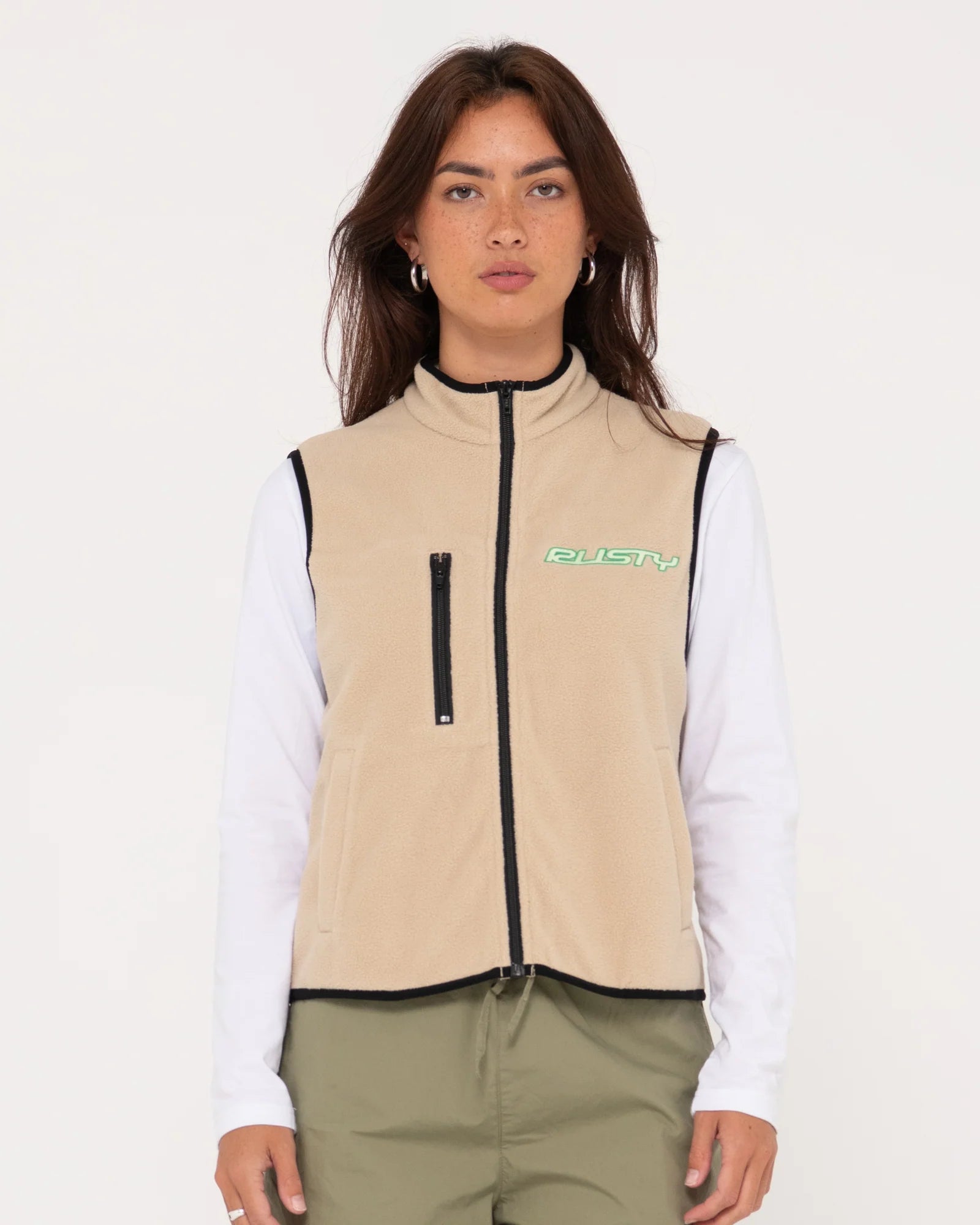 Rusty Bear Arms Zip Through Polar Fleece Vest