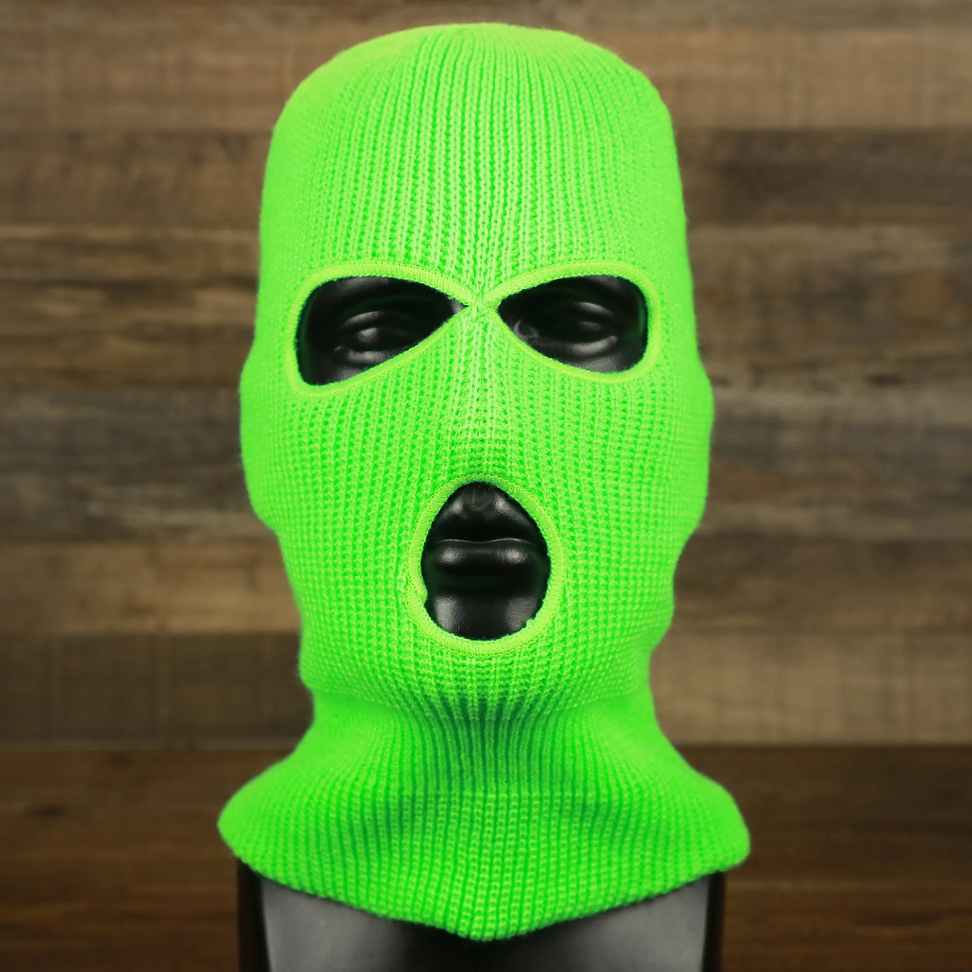 Safety Green Snug Fit Three Hole Balaclava | Neon Green Knit Ski Mask