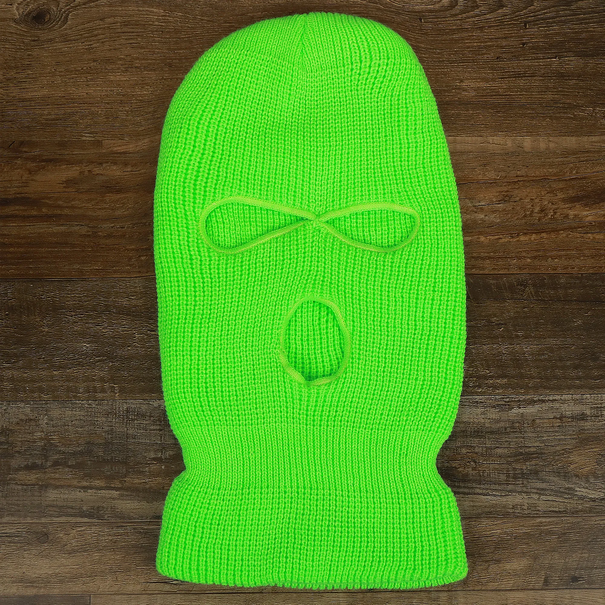 Safety Green Snug Fit Three Hole Balaclava | Neon Green Knit Ski Mask