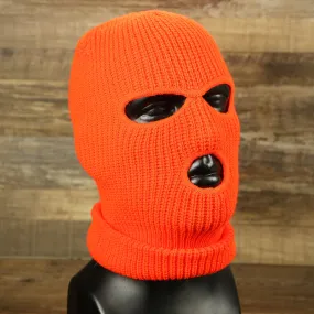 Safety Orange Snug Fit Three Hole Balaclava | Neon Orange Knit Ski Mask