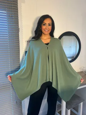 Sage Button Detail Cape Millie