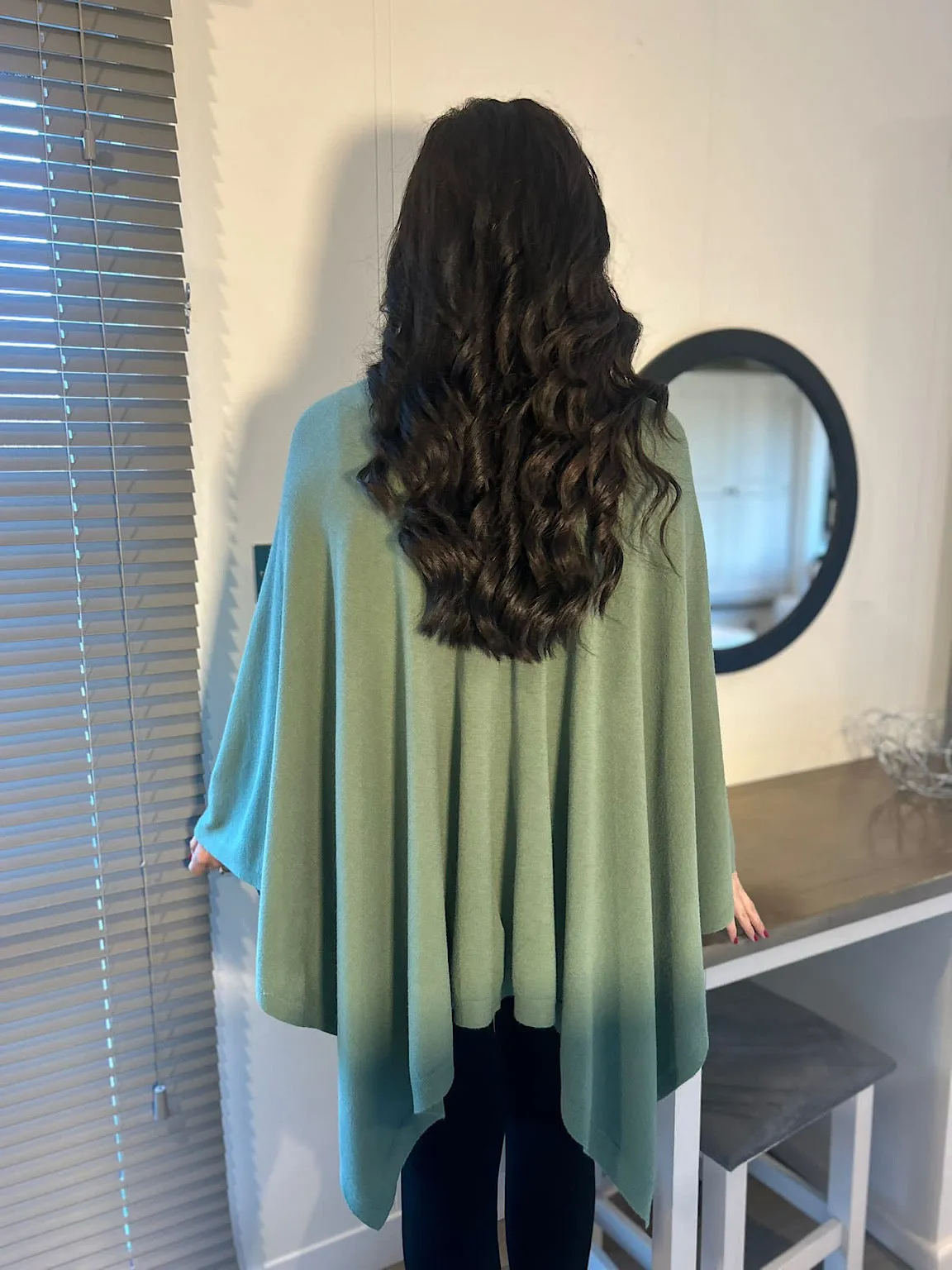 Sage Button Detail Cape Millie