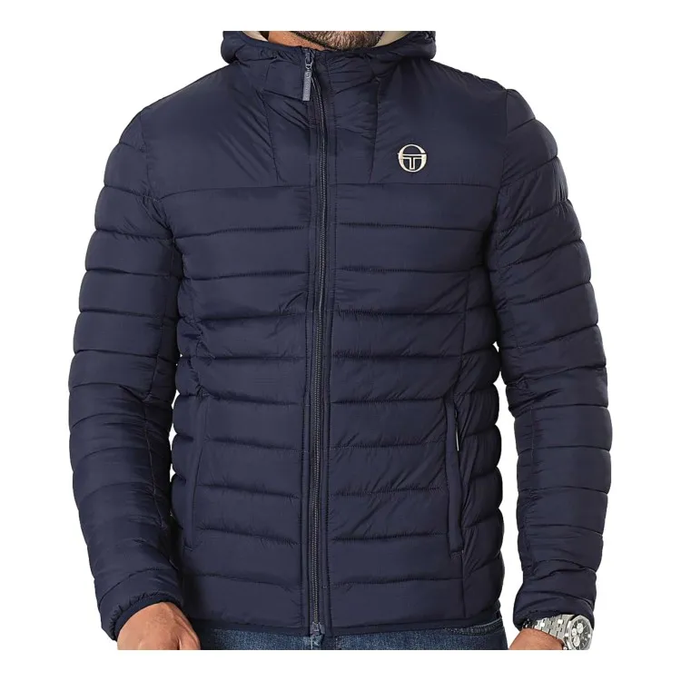 Sergio Tacchini 40410 Vessen Jacket LS Bomber Uomo Imbottito con Cappuccio Blu