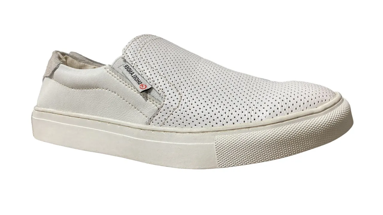 Shoelander Women's White Textured Slip On Shoe