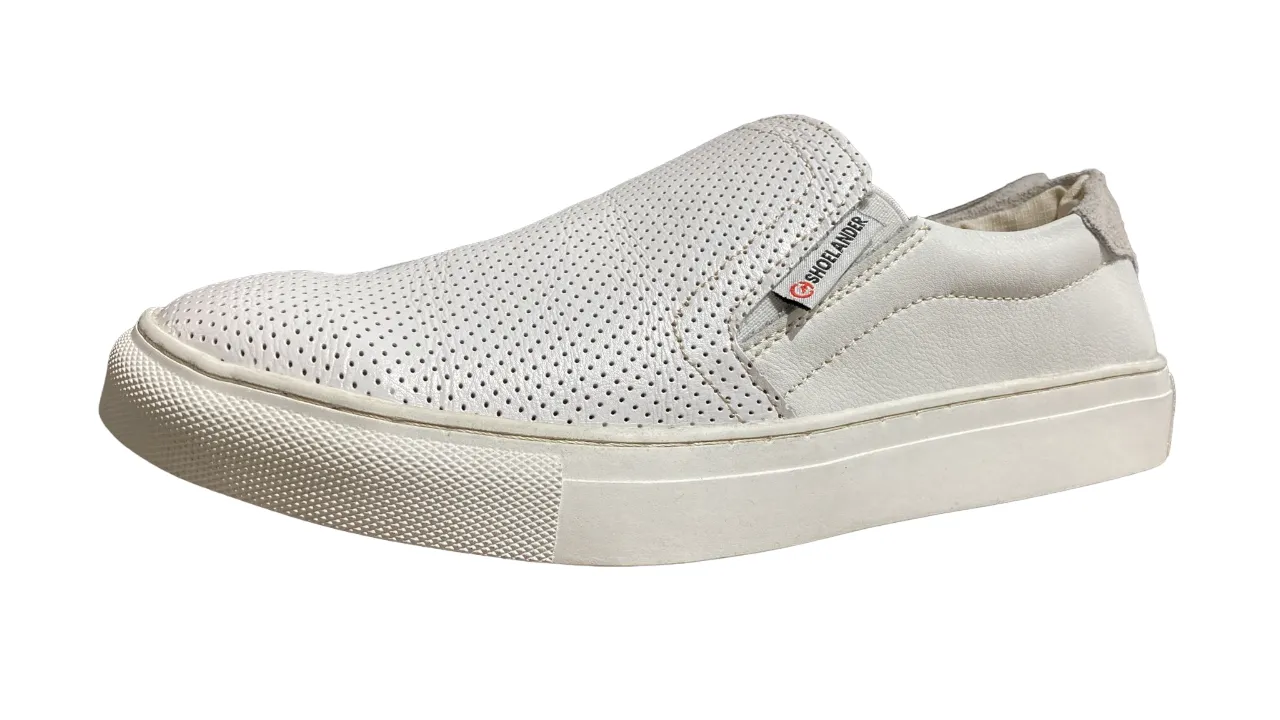 Shoelander Women's White Textured Slip On Shoe