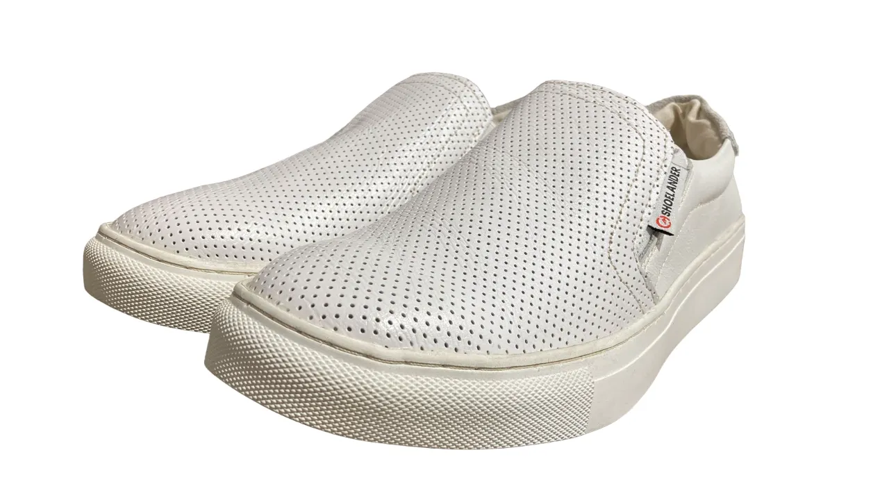 Shoelander Women's White Textured Slip On Shoe