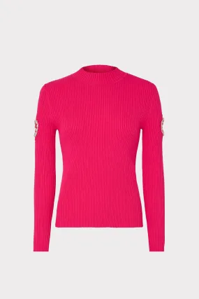 Shoulder Cut Out Knit Mock Neck