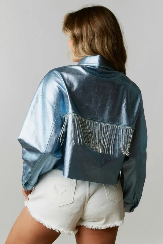 Sky Blue Jacket With Tassle on the Back