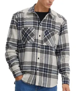 !SOLID Chandler men s flannel shirt sustainable checked jacket shirt 21107060 184220 off-white/black/blue