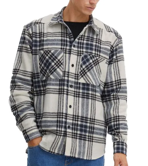 !SOLID Chandler men s flannel shirt sustainable checked jacket shirt 21107060 off-white/blue or off-white/green