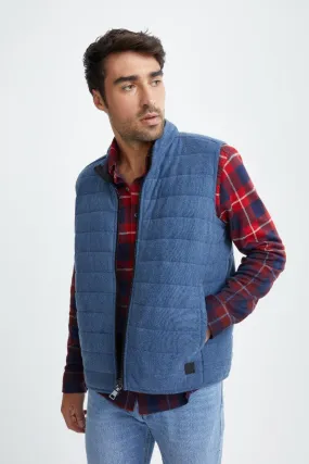 Stone Rose Jersey Fleece Knit Puffer Vest In Blue Denim