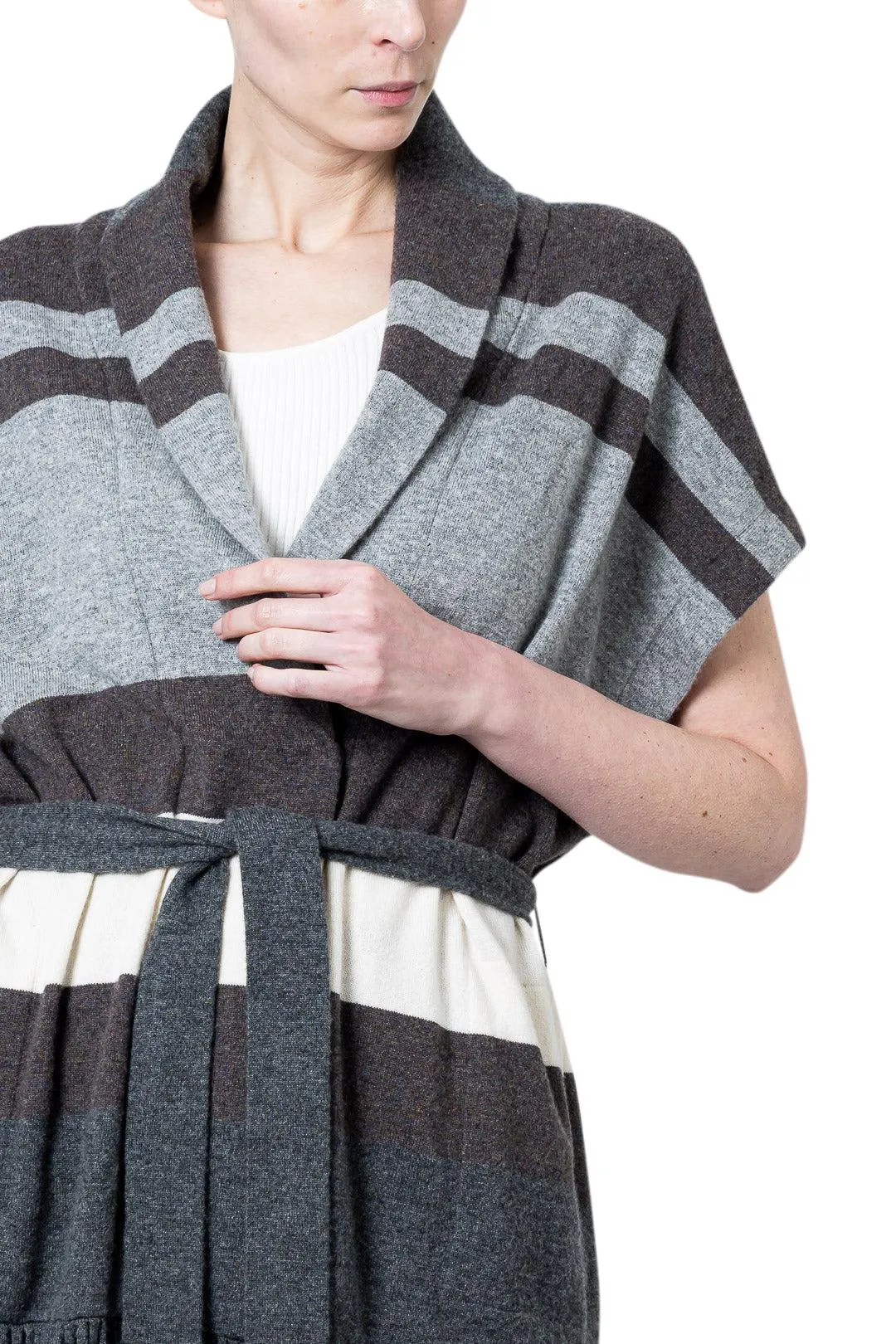 Striped Cashmere Belted Vest