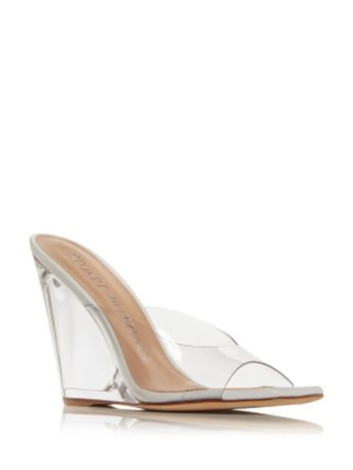 STUART WEITZMAN Womens Clear Translucent Padded Tia Square Toe Wedge Slip On Dress Heeled B