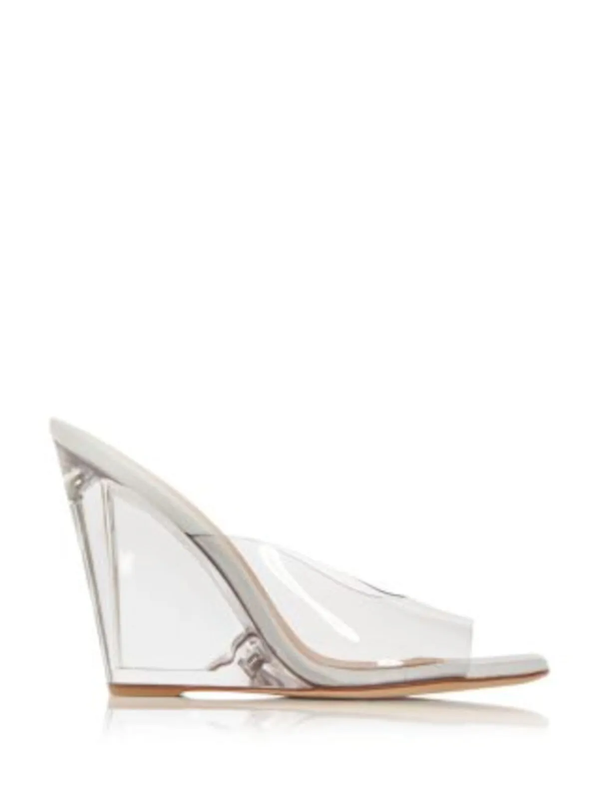 STUART WEITZMAN Womens Clear Translucent Padded Tia Square Toe Wedge Slip On Dress Heeled B