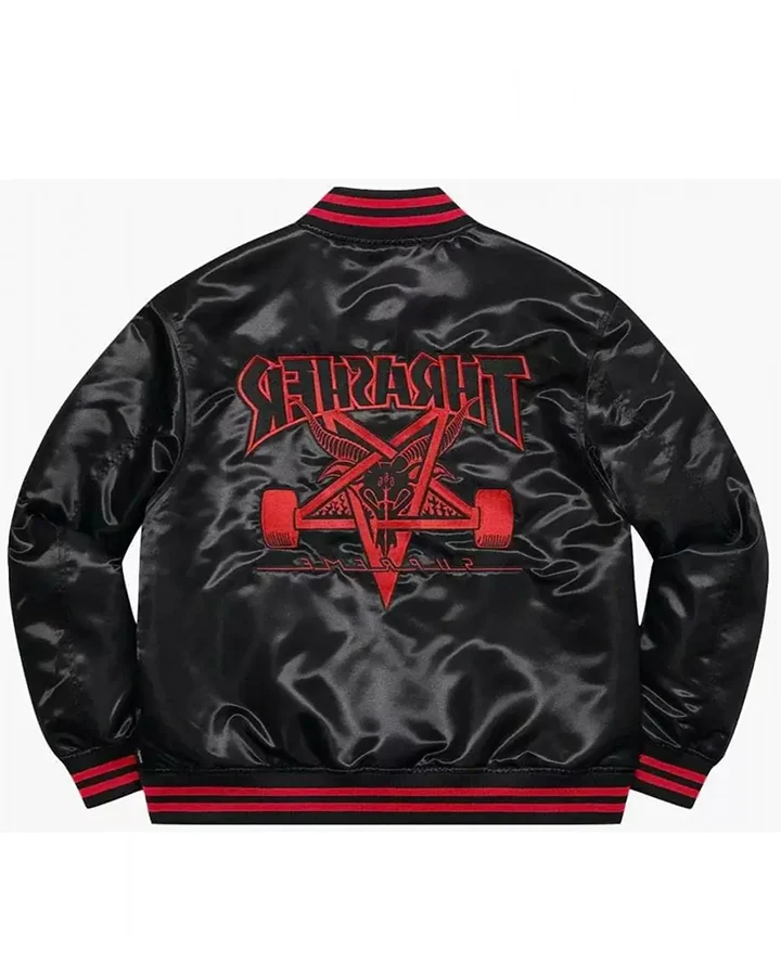 Supremely Thrasher Satin Varsity Jacket - William Jacket