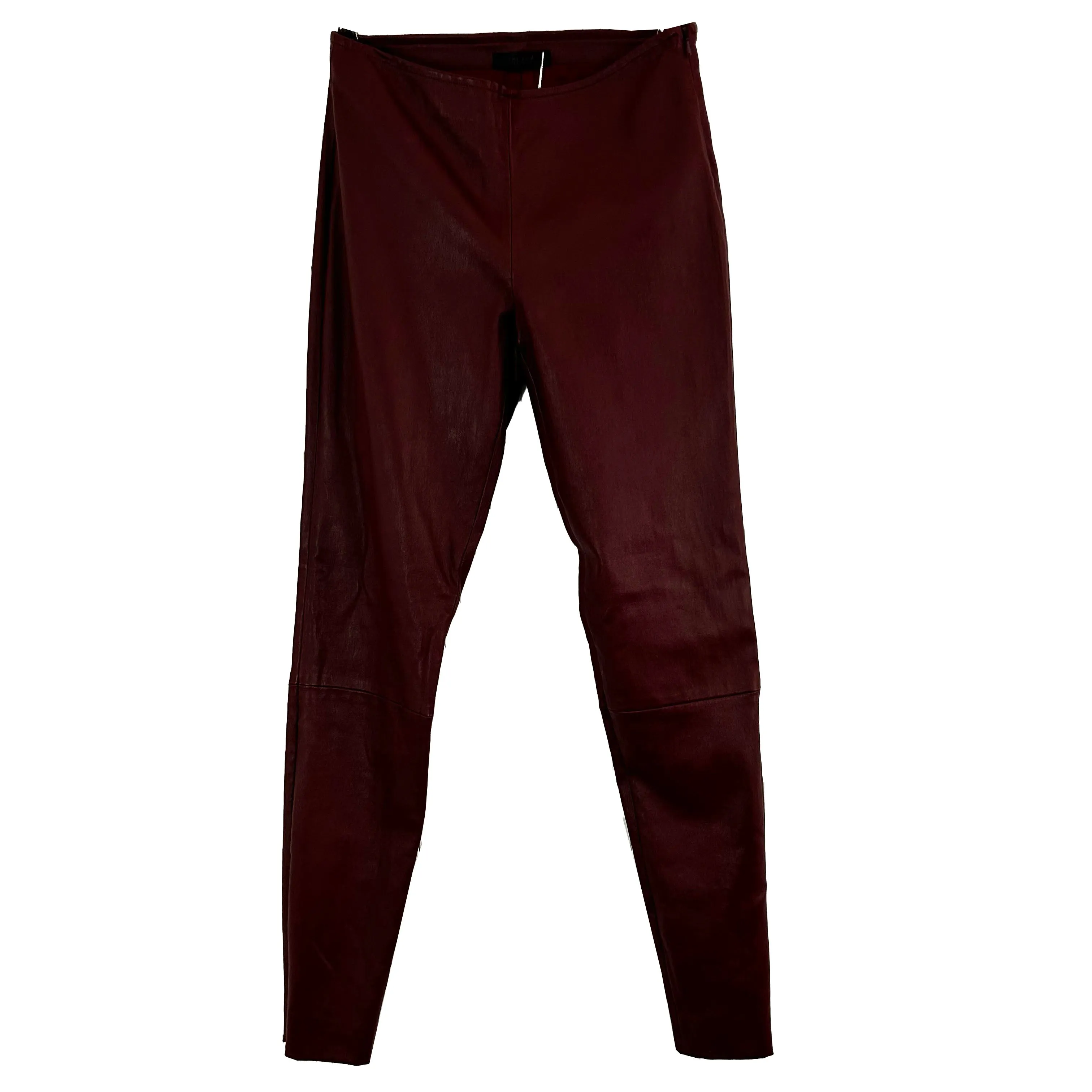 The Row 1800 Burgundy Lambskin Silk-Lined Leggings XS