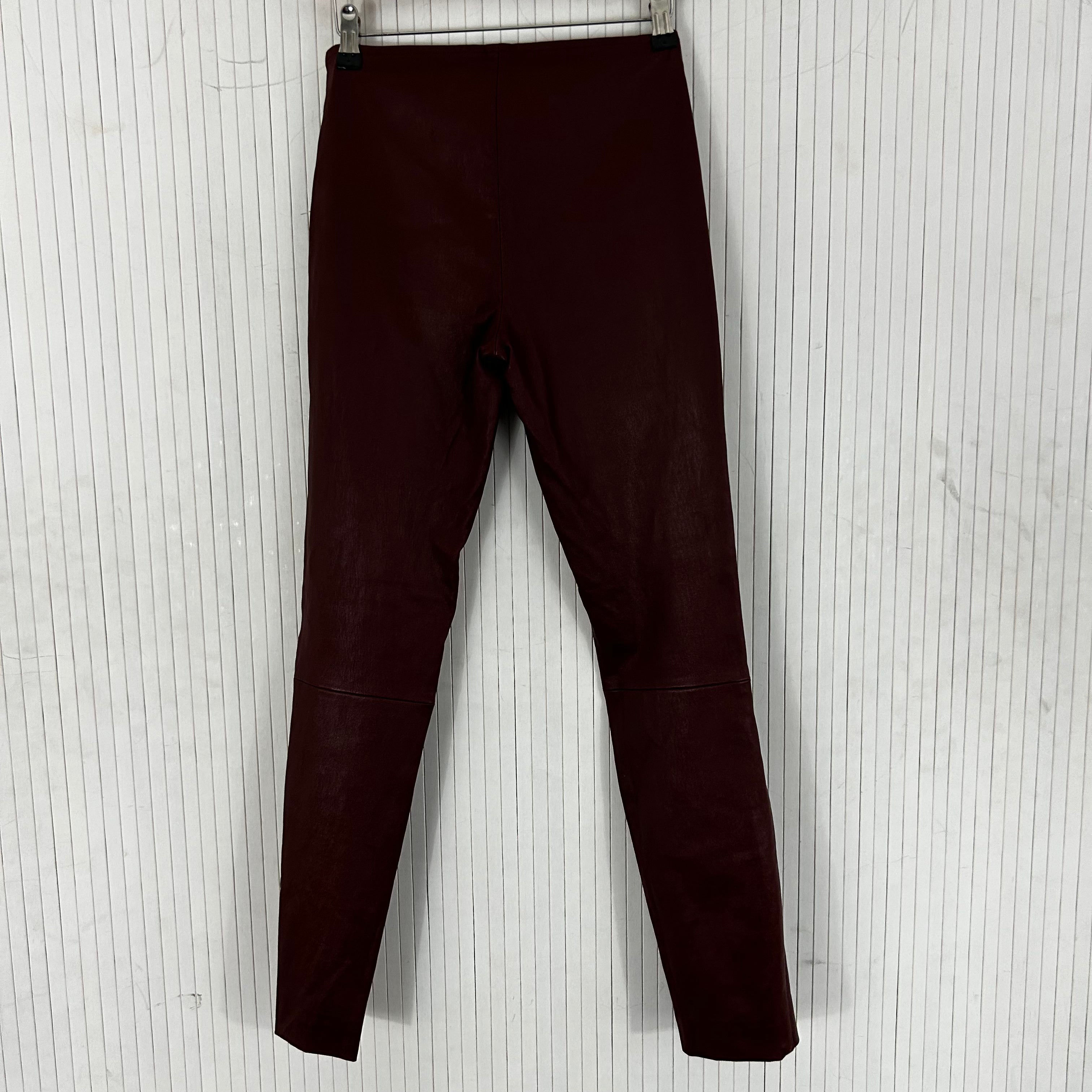 The Row 1800 Burgundy Lambskin Silk-Lined Leggings XS