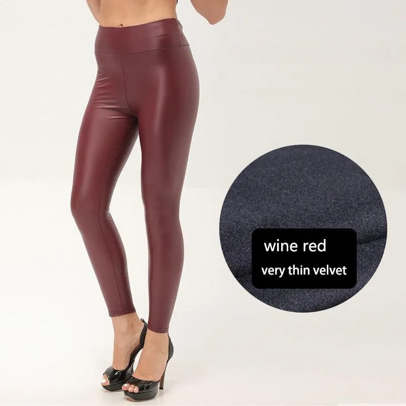 Thickened Warm High-Waist PU Leather Leggings