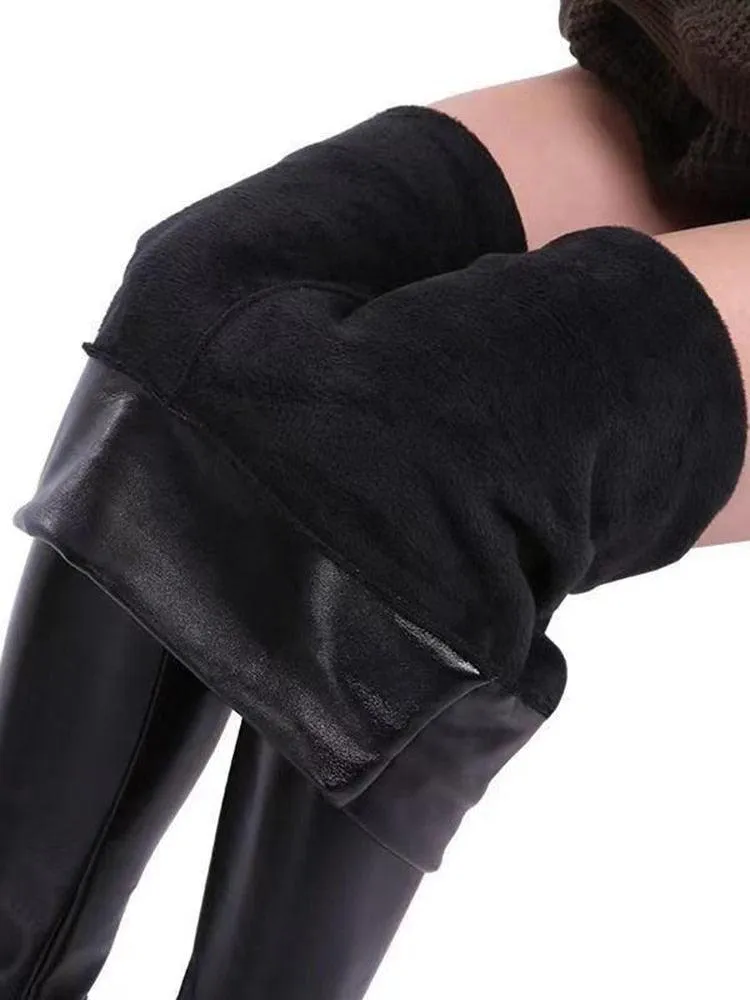 Thickened Warm High-Waist PU Leather Leggings