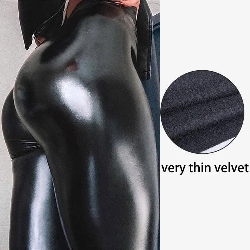 Thickened Warm High-Waist PU Leather Leggings