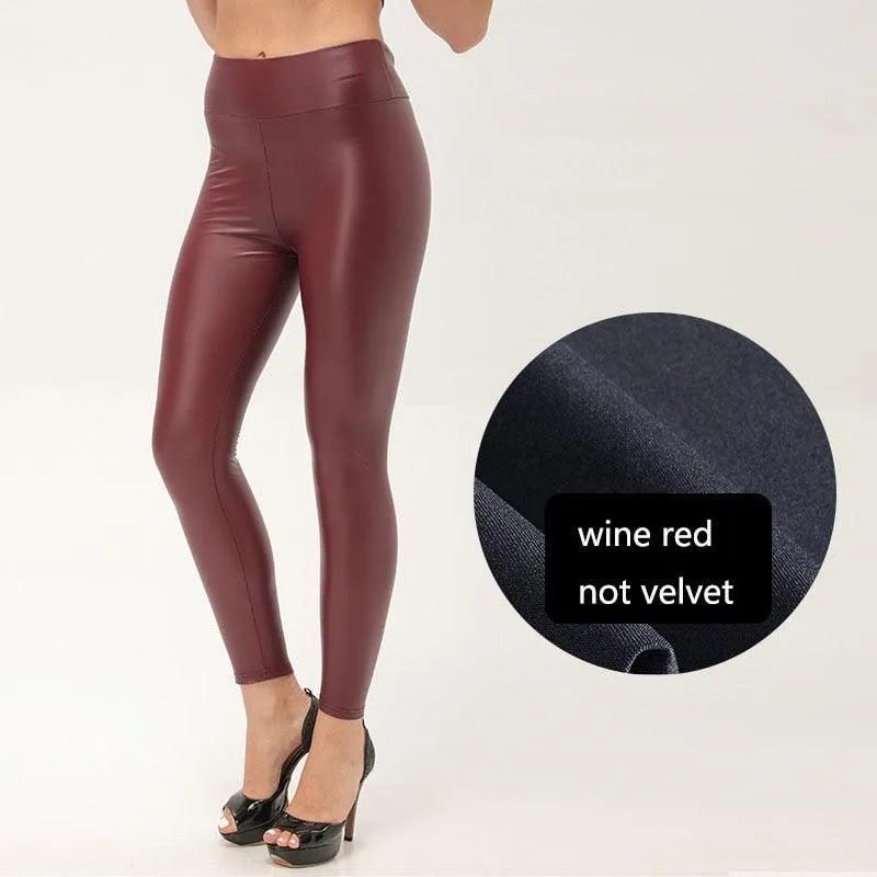 Thickened Warm High-Waist PU Leather Leggings