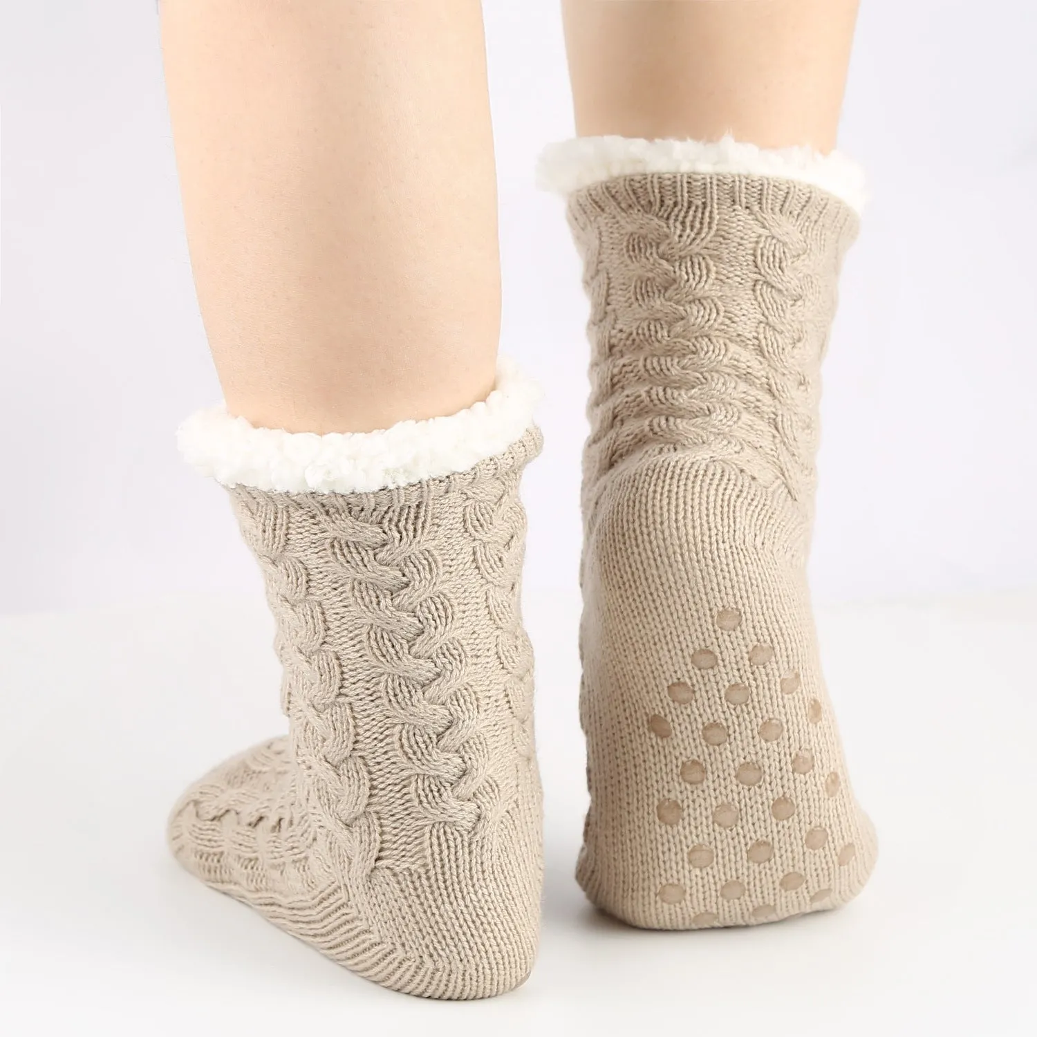 Tiosebon Unisex Fuzzy Fleece-Lined  Slipper Socks