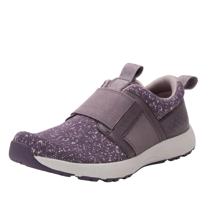 TRAQ By Alegria Volition Slip-On Slip Resistant Tennis Shoe- Eggplant Rain Mesh