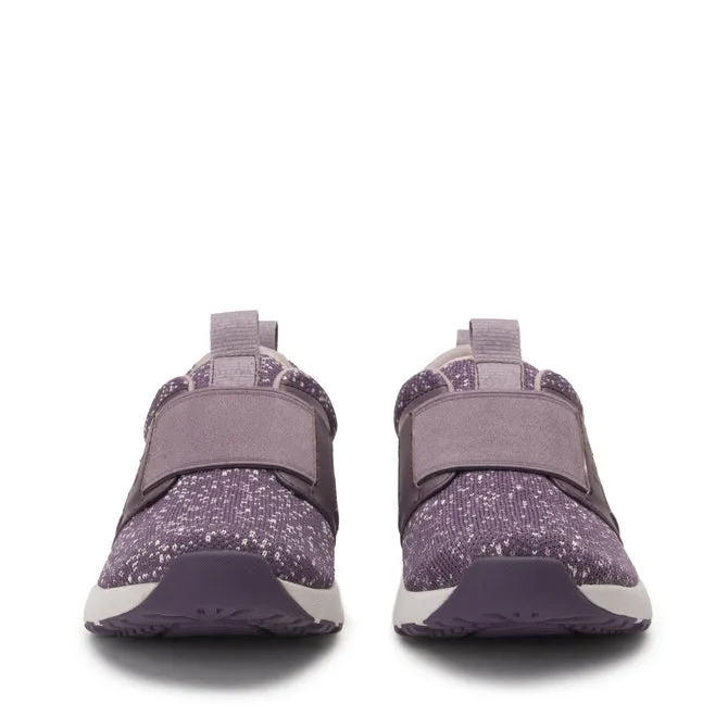 TRAQ By Alegria Volition Slip-On Slip Resistant Tennis Shoe- Eggplant Rain Mesh